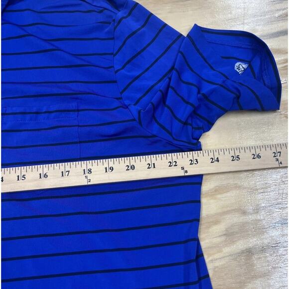 RLX Ralph Lauren Performance For Polo Shirt Men Size L Blue Striped Stretch - Picture 10 of 11
